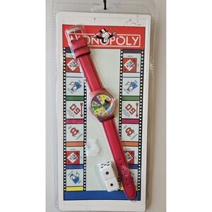 Vintage 2000 Monopoly Themed Analog Red Wristwatch w/Dice